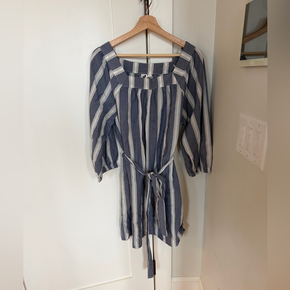 Gap Stripe 3/4 Sleeve Blue & White Stripe Dress - Picture 2 of 14